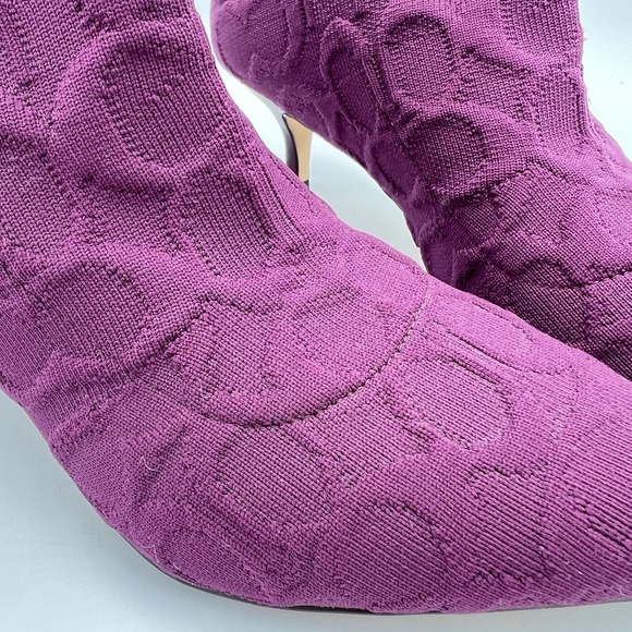 Coach Women's Jade Knit Sock Booties Deep Berry Stretch Knit Sz 8.5 Kitten Heel - Picture 12 of 14